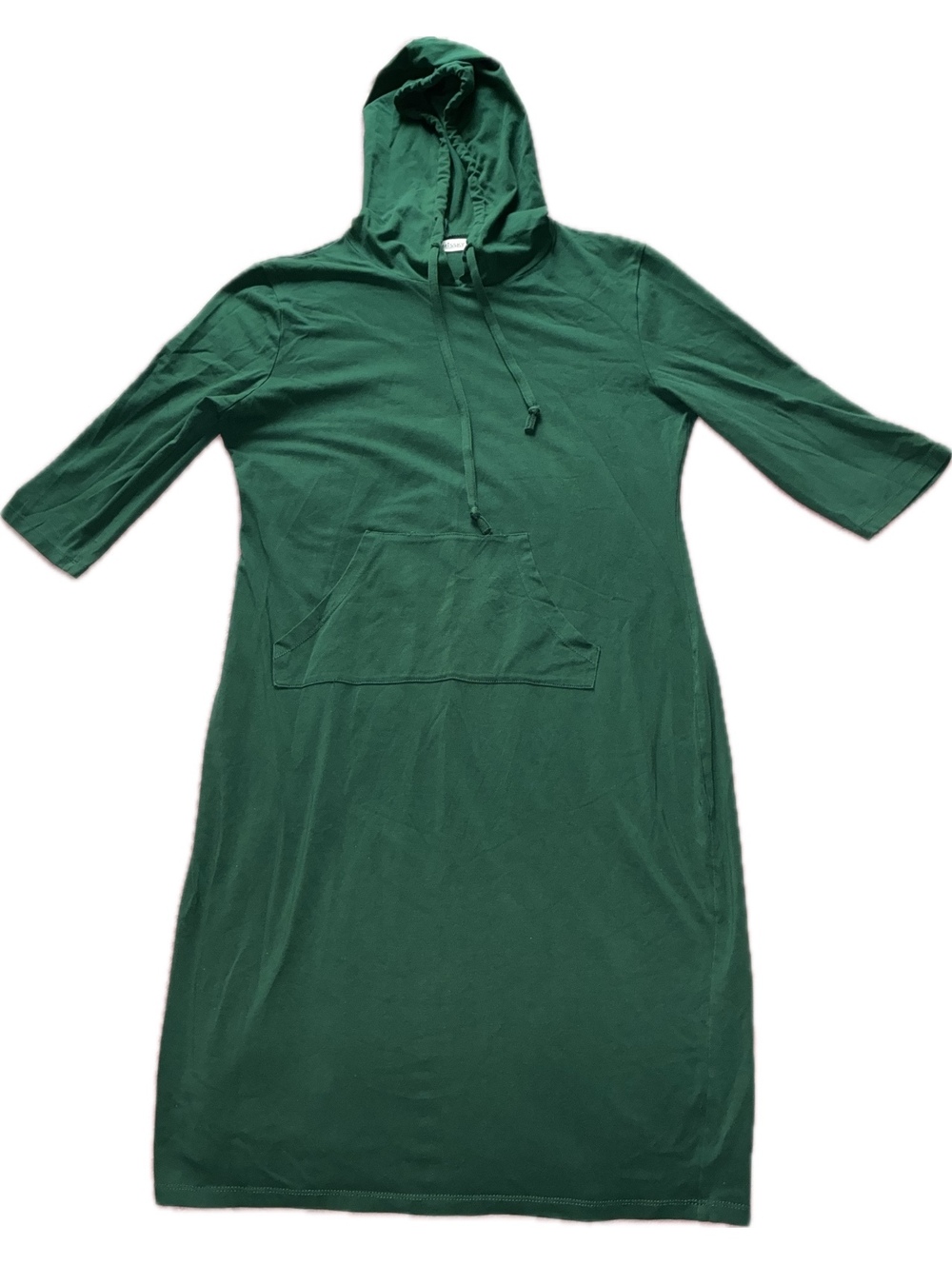 Casual Green Loungewear Hooded Dress - Cotton/Spandex Blend Size L